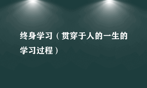 终身学习（贯穿于人的一生的学习过程）