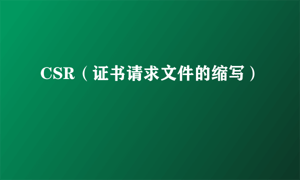 CSR（证书请求文件的缩写）