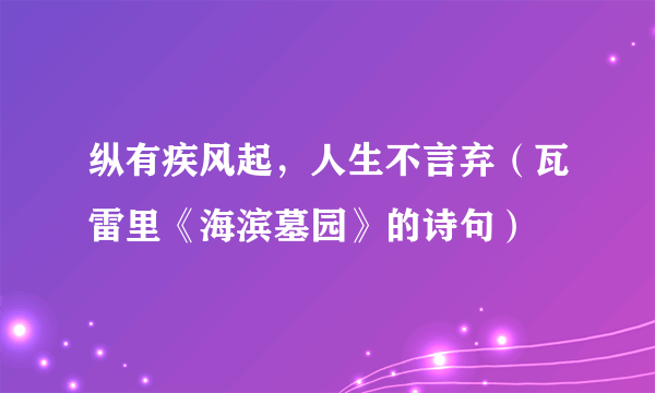 纵有疾风起，人生不言弃（瓦雷里《海滨墓园》的诗句）