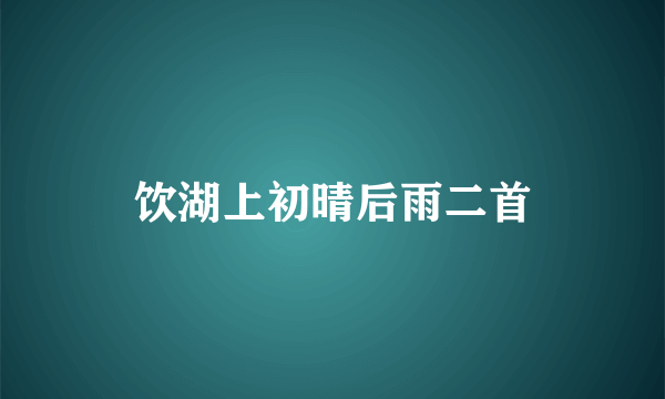 什么是饮湖上初晴后雨二首