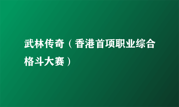 武林传奇（香港首项职业综合格斗大赛）