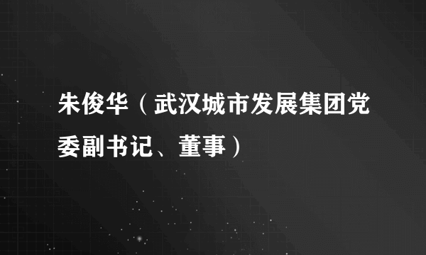 朱俊华（武汉城市发展集团党委副书记、董事）