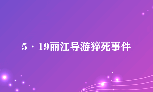 5·19丽江导游猝死事件