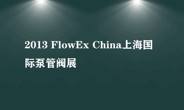 2013 FlowEx China上海国际泵管阀展