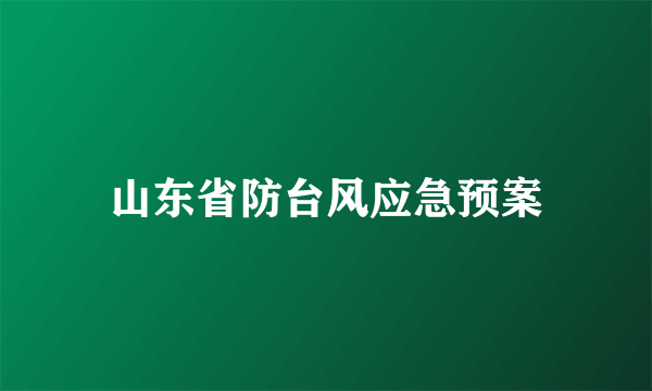 山东省防台风应急预案