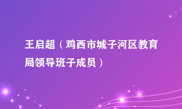 王启超（鸡西市城子河区教育局领导班子成员）