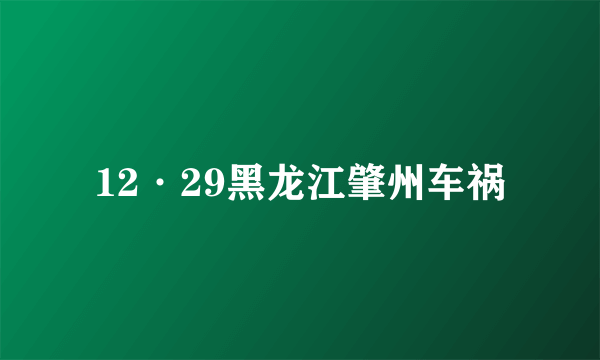 什么是12·29黑龙江肇州车祸