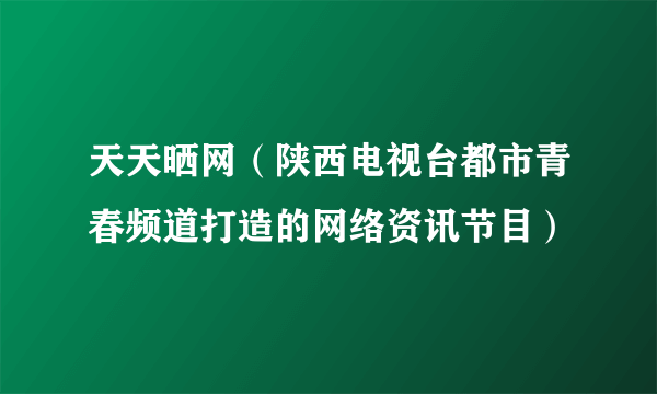 什么是天天晒网（陕西电视台都市青春频道打造的网络资讯节目）