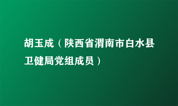 什么是胡玉成（陕西省渭南市白水县卫健局党组成员）