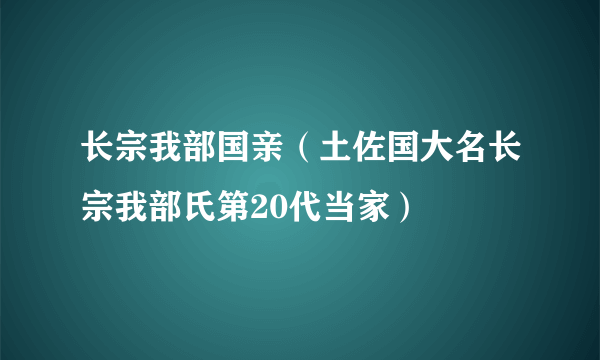 长宗我部国亲（土佐国大名长宗我部氏第20代当家）