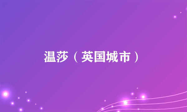 什么是温莎（英国城市）