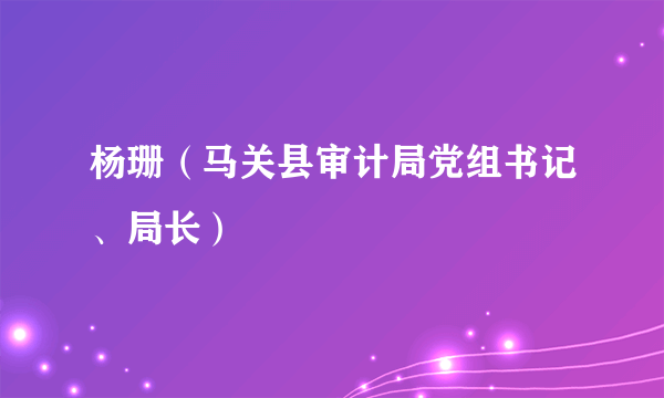 杨珊（马关县审计局党组书记、局长）