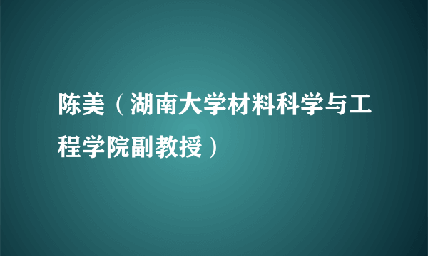 陈美（湖南大学材料科学与工程学院副教授）