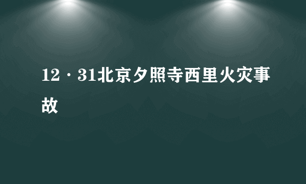 什么是12·31北京夕照寺西里火灾事故