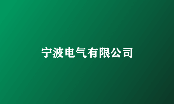 什么是宁波电气有限公司