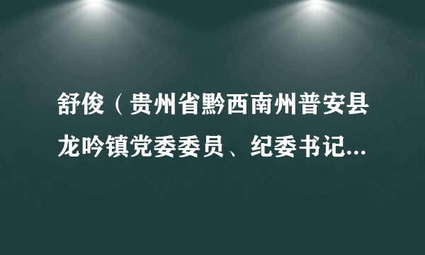 舒俊（贵州省黔西南州普安县龙吟镇党委委员、纪委书记、县监察委员会派出龙吟镇监察办公室主任）