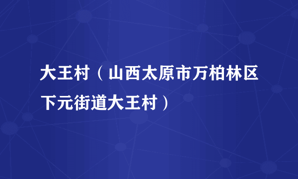 大王村（山西太原市万柏林区下元街道大王村）