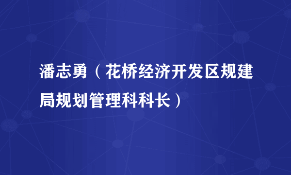 潘志勇（花桥经济开发区规建局规划管理科科长）