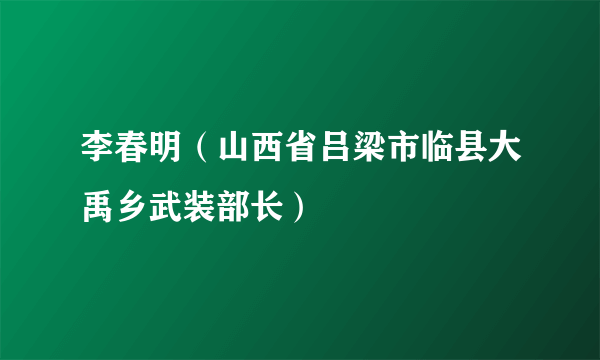 李春明（山西省吕梁市临县大禹乡武装部长）