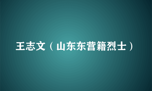 王志文（山东东营籍烈士）