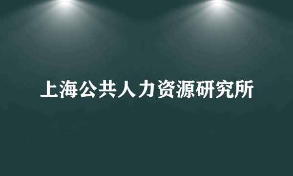 上海公共人力资源研究所