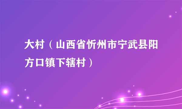 大村（山西省忻州市宁武县阳方口镇下辖村）