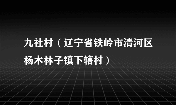 九社村（辽宁省铁岭市清河区杨木林子镇下辖村）