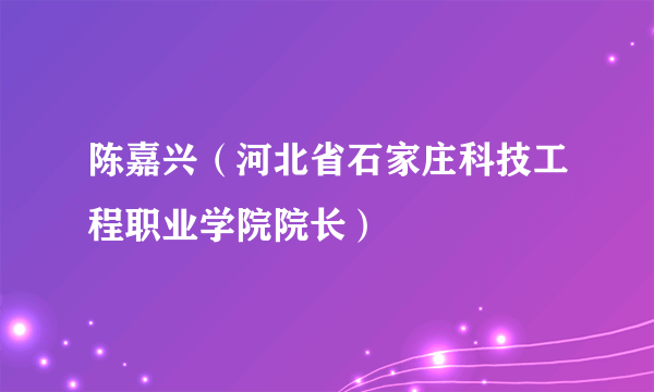 陈嘉兴（河北省石家庄科技工程职业学院院长）