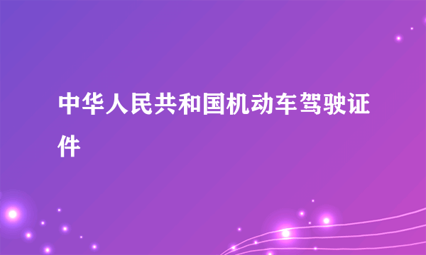 中华人民共和国机动车驾驶证件