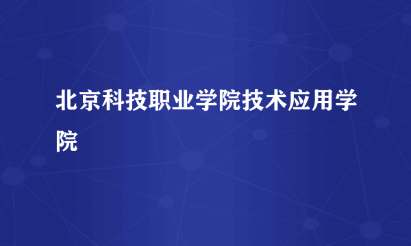 北京科技职业学院技术应用学院