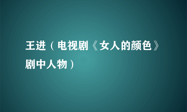 什么是王进（电视剧《女人的颜色》剧中人物）