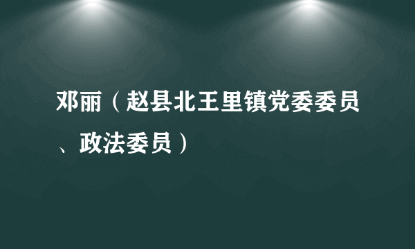 邓丽（赵县北王里镇党委委员、政法委员）