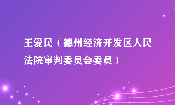 王爱民（德州经济开发区人民法院审判委员会委员）