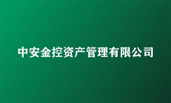 中安金控资产管理有限公司