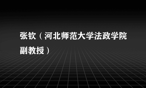 张钦（河北师范大学法政学院副教授）