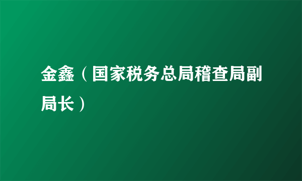 金鑫（国家税务总局稽查局副局长）