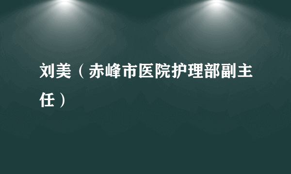 刘美（赤峰市医院护理部副主任）