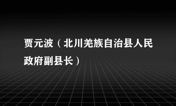 贾元波（北川羌族自治县人民政府副县长）