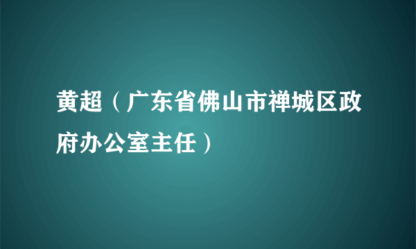 黄超（广东省佛山市禅城区政府办公室主任）