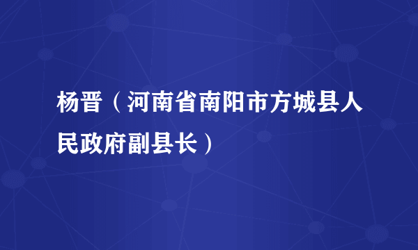 杨晋（河南省南阳市方城县人民政府副县长）