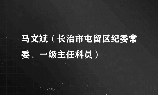 马文斌（长治市屯留区纪委常委、一级主任科员）