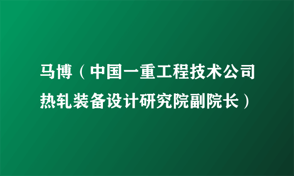 什么是马博（中国一重工程技术公司热轧装备设计研究院副院长）