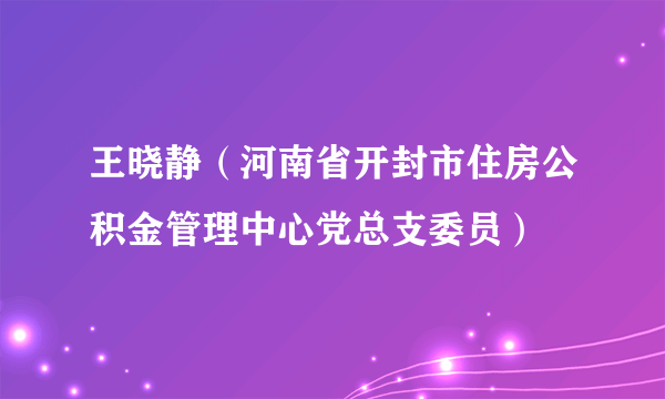 王晓静（河南省开封市住房公积金管理中心党总支委员）