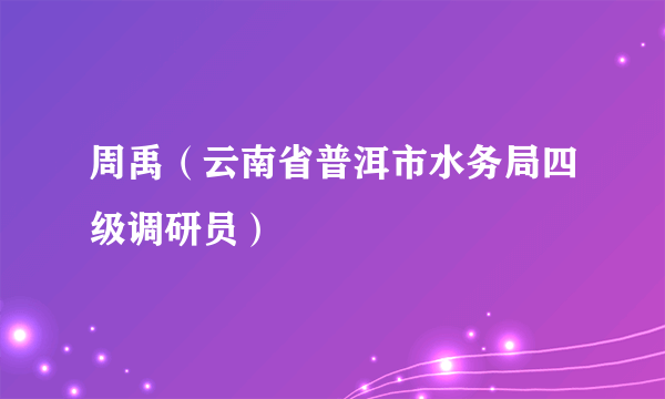 周禹（云南省普洱市水务局四级调研员）