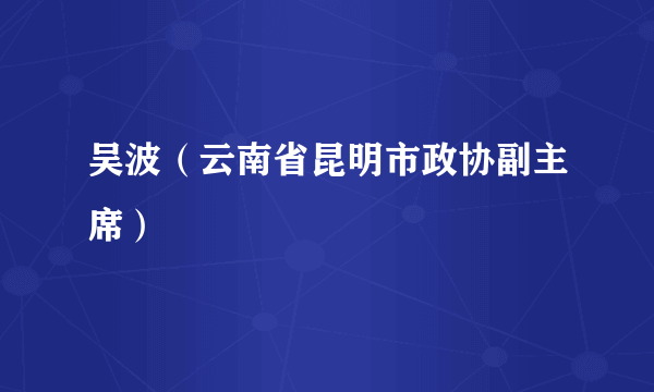 什么是吴波（云南省昆明市政协副主席）