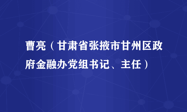 什么是曹亮（甘肃省张掖市甘州区政府金融办党组书记、主任）