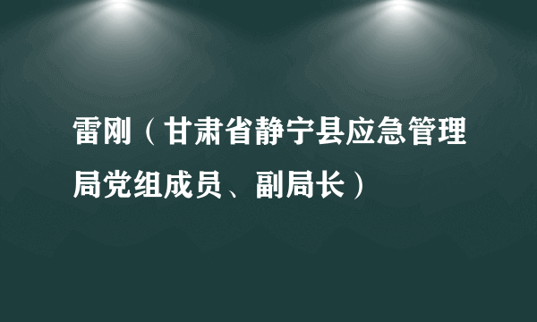 雷刚（甘肃省静宁县应急管理局党组成员、副局长）