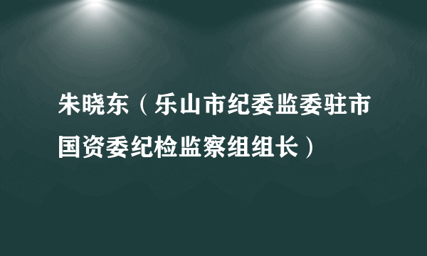 朱晓东（乐山市纪委监委驻市国资委纪检监察组组长）