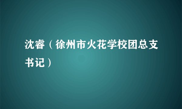 什么是沈睿（徐州市火花学校团总支书记）