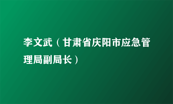 李文武（甘肃省庆阳市应急管理局副局长）